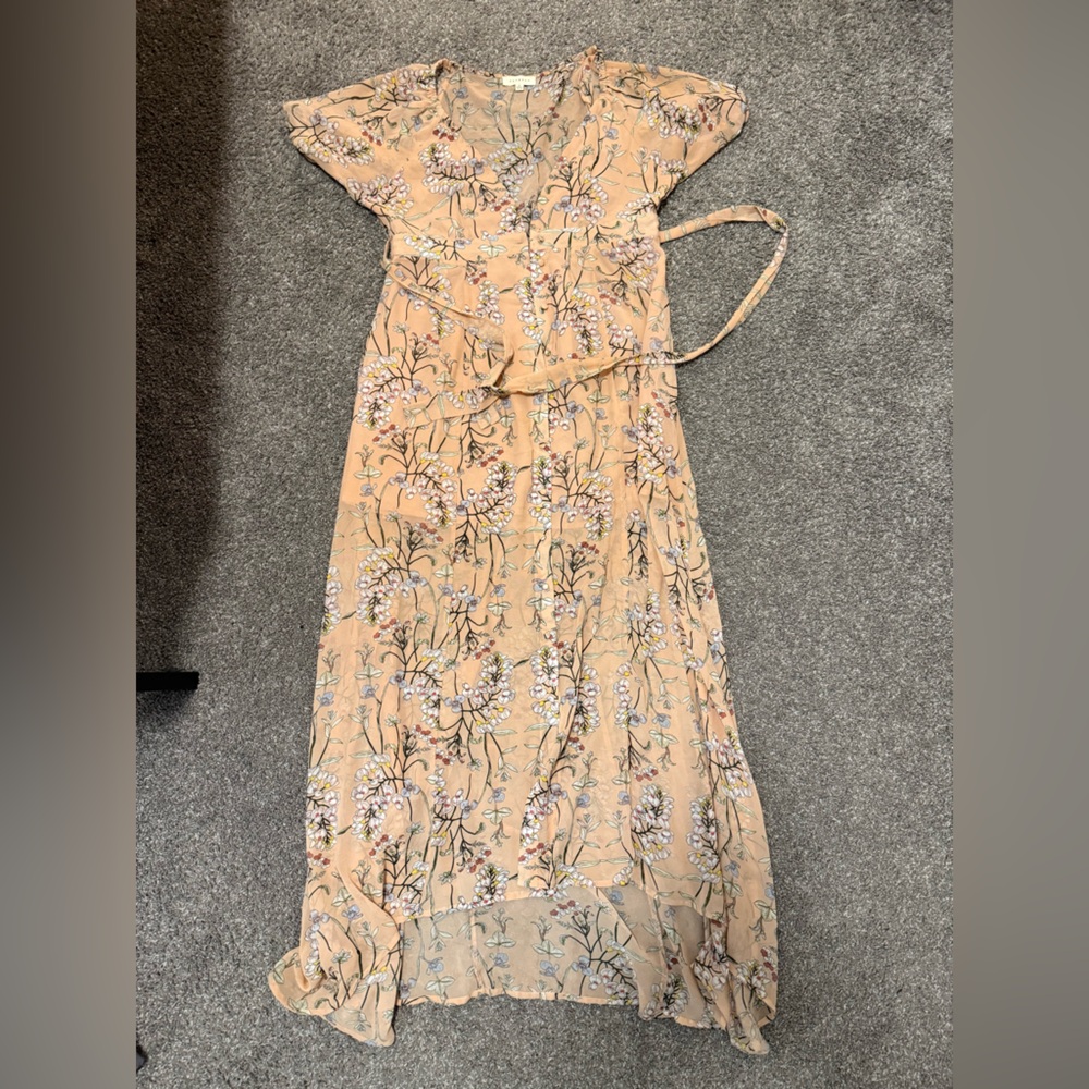 Shop Stevie Peach Floral Maxi Dress